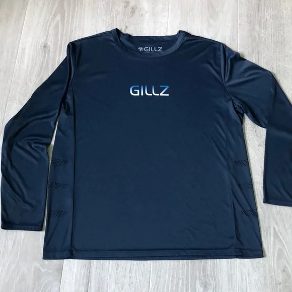 Gillz Shirts Gilt Mens Fishing Shirt Long Sleeve Navy Blue